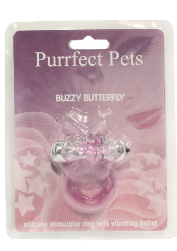 Purrrfect Pets Buzzy Butterfly Silicone Stimulator With Vibrating Bullet Purple