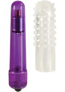 Waterproof Travel Blasters Massager With Silicone Sleeve Purple