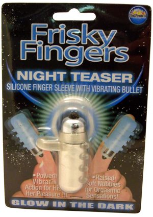 Frisky Fingers Night Teaser Silicone Finger Sleeve With Vibrating Bullet Glow In The Dark