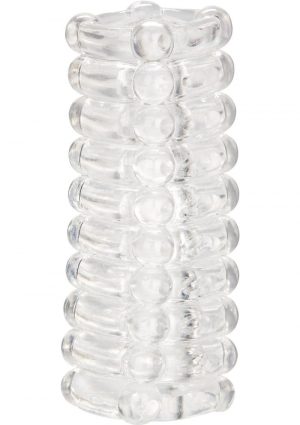 RIBBED STROKER REVERSIBLE TEXTURED MASTURBATOR SLEEVE CLEAR