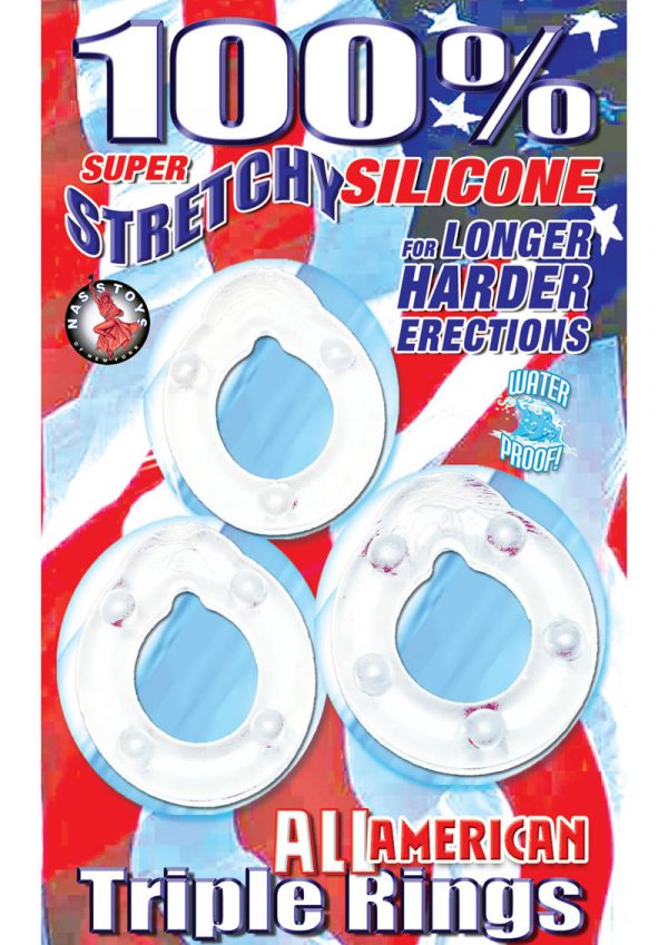 All American Triple Rings Silicone Cockrings Waterproof Clear