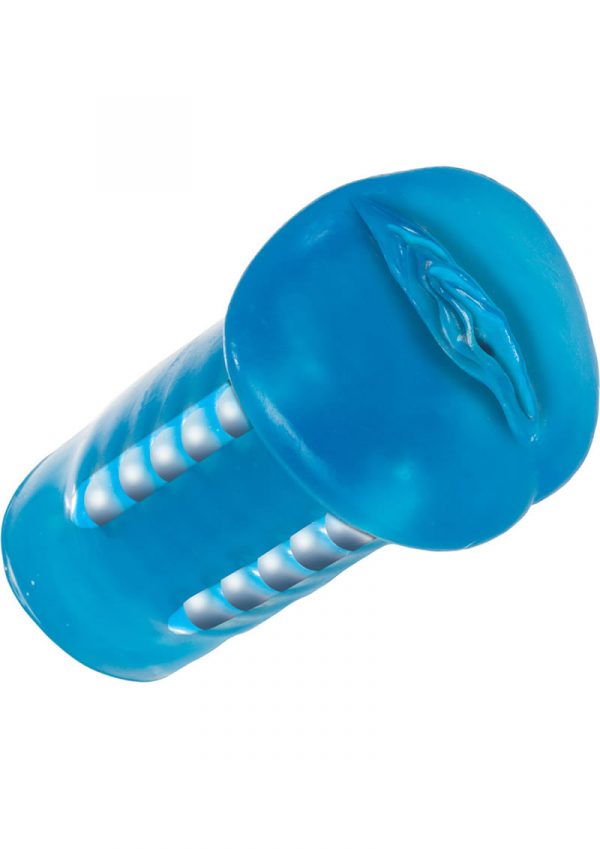 Basic Essentials Beaded Masturbator 5 Inch Blue