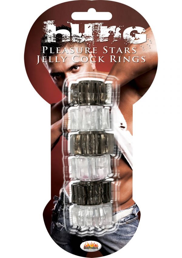 Hung Pleasure Stars Jelly Cock Rings 6 Per Pack