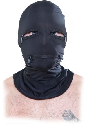 Fetish Fantasy Series Zipper Face Spandex Hood Black One Size