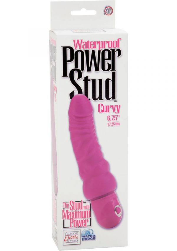 Power Stud Curvy Vibrator Waterproof Pink 6.75 Inch