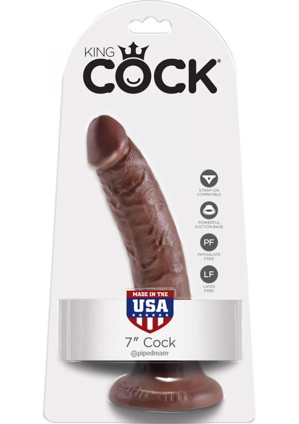 King Cock Realistic Dildo Brown 7 Inch