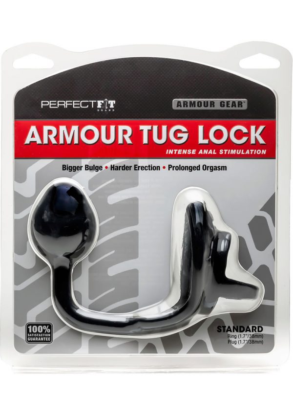 Perfect Fit Armour Gear Armour Tug Lock Prostate Plug Standard - Black