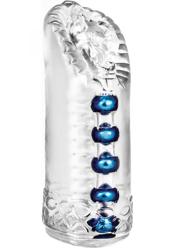 M For Men Snatch Jelly Pussy Beaded Stroker Clear 5.5 Inch