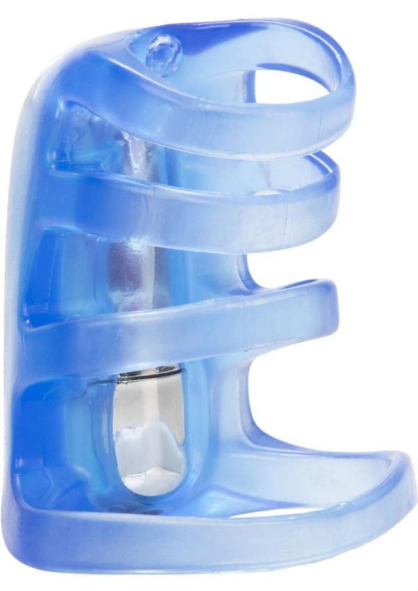 Couples Pleasure Cage Cockring Waterproof Blue