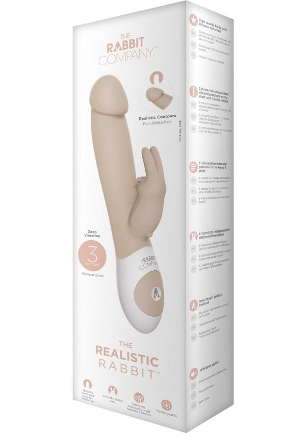 The Realistic Rabbit Silicone USB Rechargable Triple Vibe Splashproof Cream