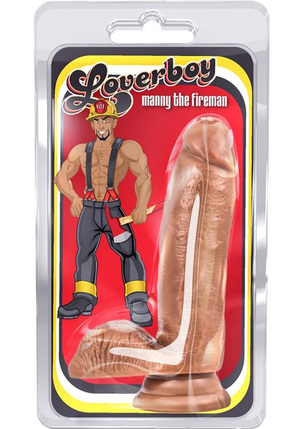 Loverboy Manny the Fireman Realistic Dildo Brown 7 Inch