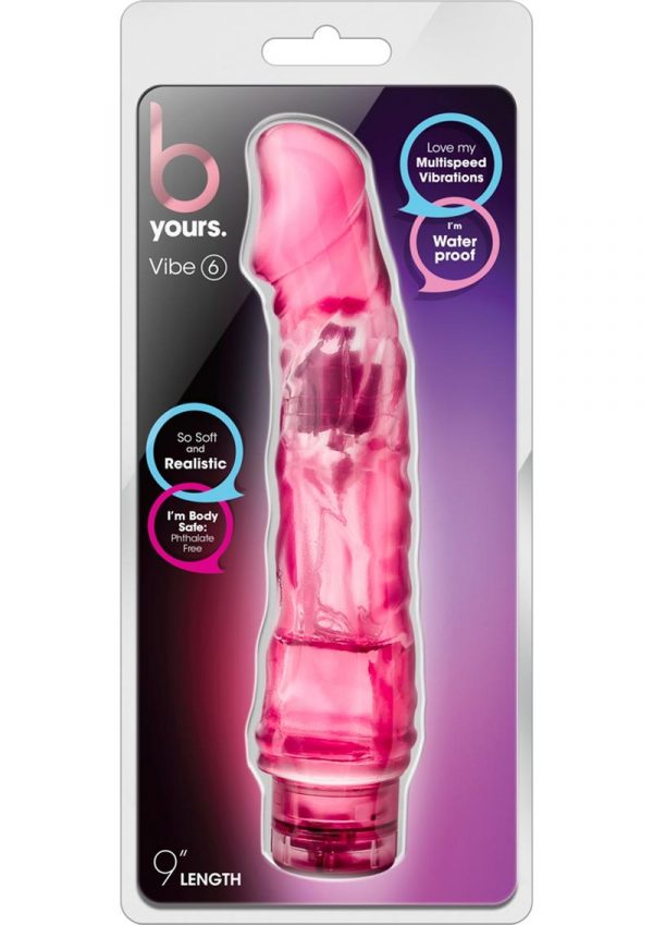 B Yours Vibe 06 Realistic Jelly Vibrator Waterproof Pink 9 Inch