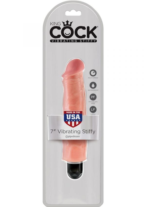 King Cock Vibrating Stiffy Realistic Dildo Waterproof Flesh 7 Inch