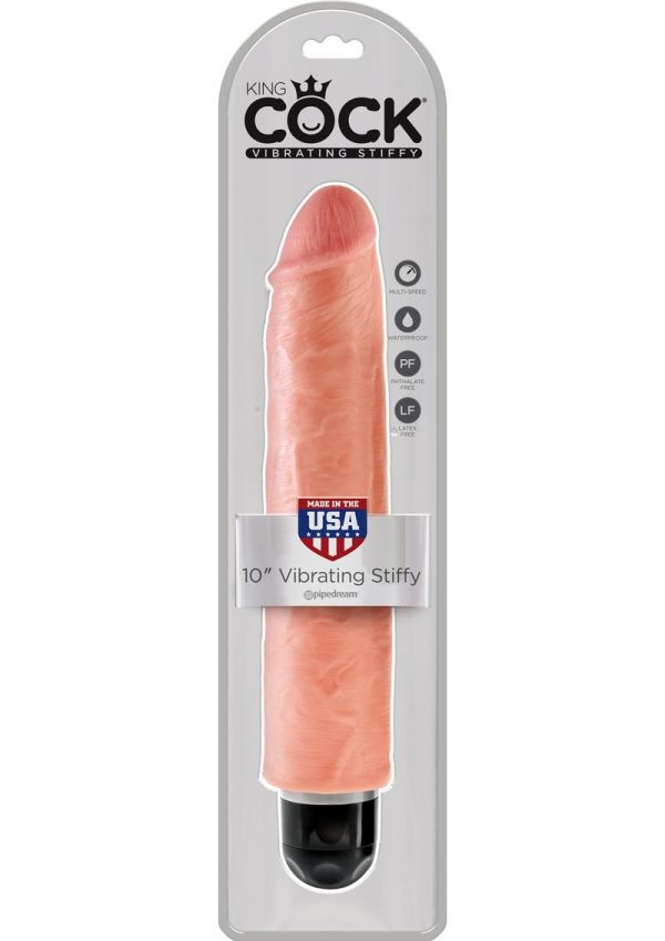 King Cock Vibrating Stiffy Realistic Dildo Waterproof Flesh 10 Inch