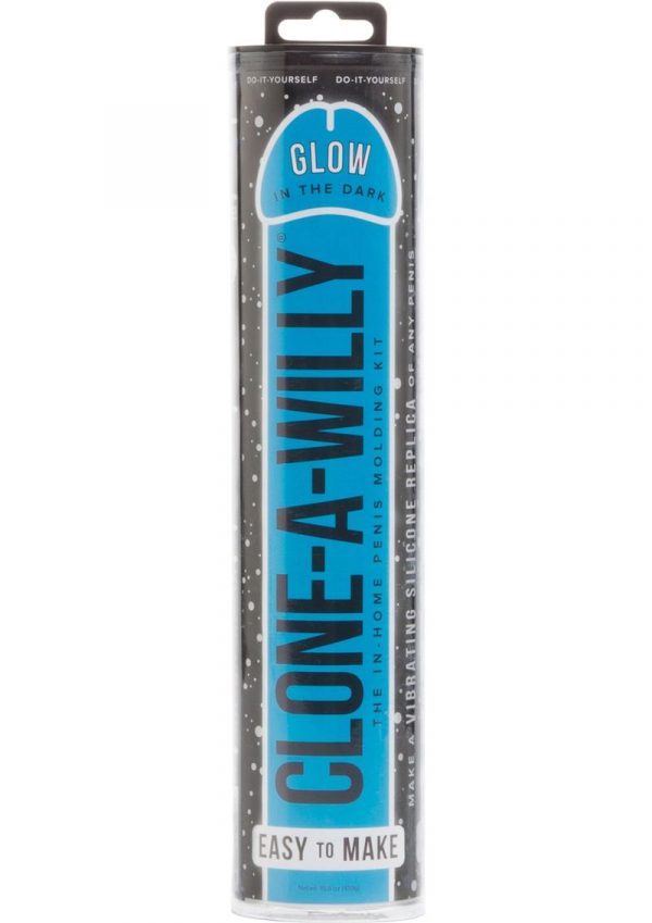 Clone A Willy Silicone Vibrating In Home Penis Molding Kit Glow In The Dark Blue