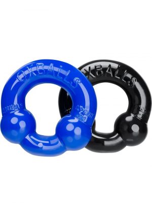 Oxballs Ultraballs Cockring Set 2 Each Per Set Black And Police Blue