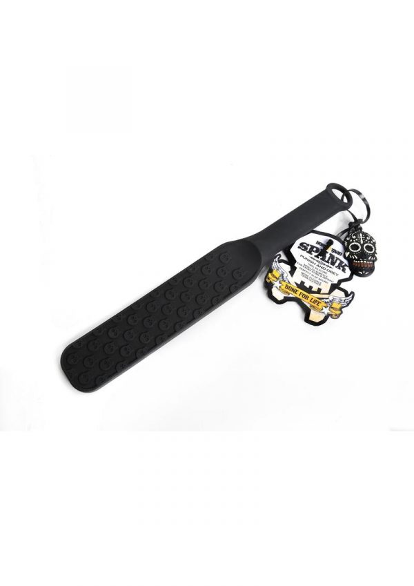 Bone Yard Spank Silicone Skull Textured Paddle Black 14.75 Inch