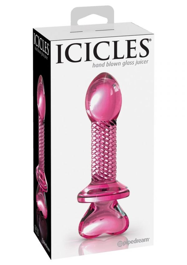 Icicles No 82 Textured Glass Juicer Probe Pink 4 Inch