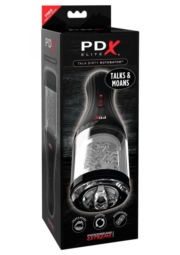 PDX Elite Talk Dirty Rotobator Rechargeable Masturbator Clear