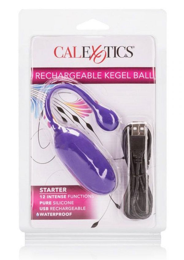 Rechargeable Kegel Ball USB Recharge Silicone Ball Waterproof Purple 3 Inch