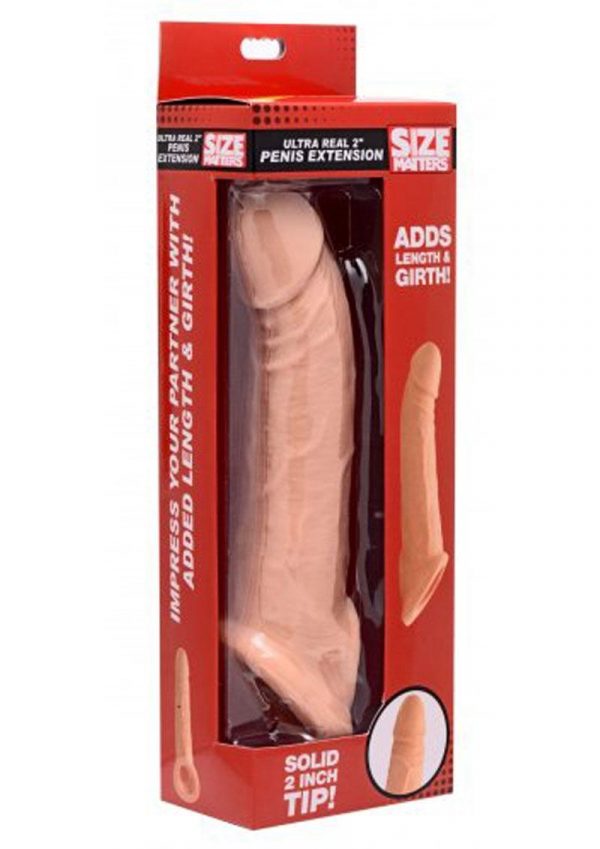 Size Matters Realistic Penis Extension 2 Inch Tip Flesh 8.5 Inches Total Length