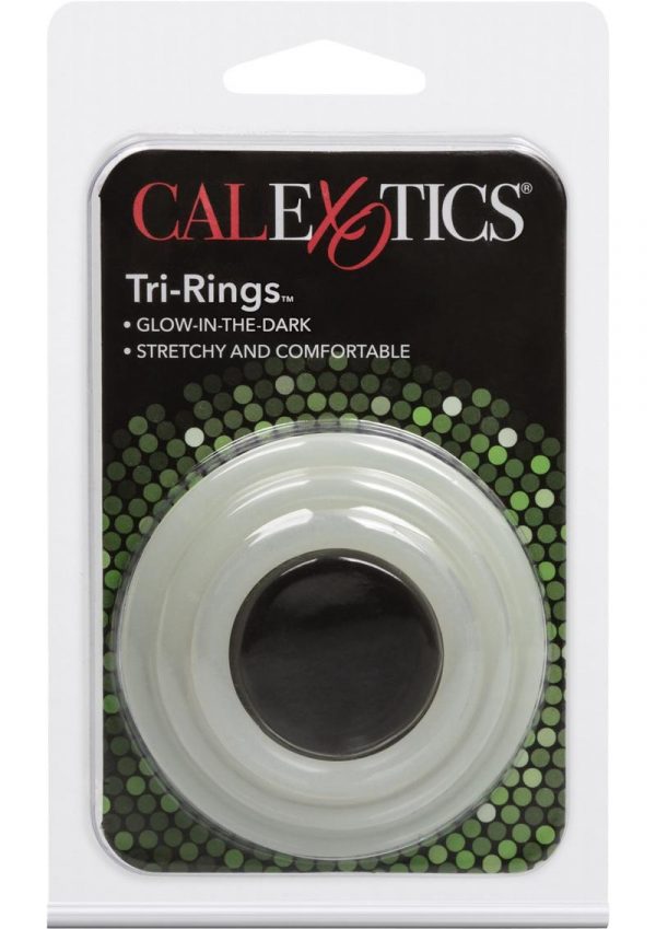 Tri Rings Glow In The Dark Cock Ring Set White