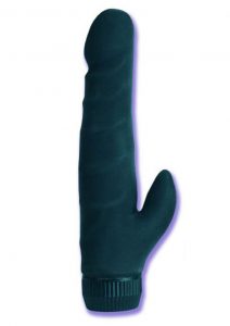 Black Velvet Realistic Vibrator With Clit Stimulator Waterproof Black 5 Inch