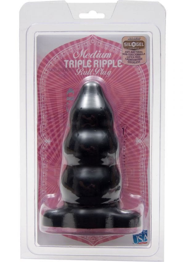 Triple Ripple Butt Plug Sil A Gel Large Black