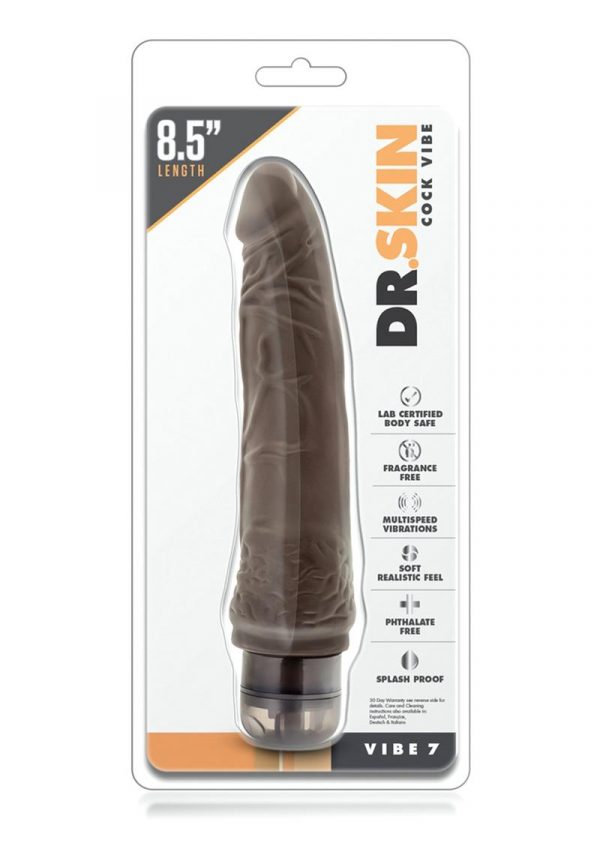 Dr. Skin Cock Vibe 07 Realistic Vibrator Showerproof Chocolate 8.5 Inch