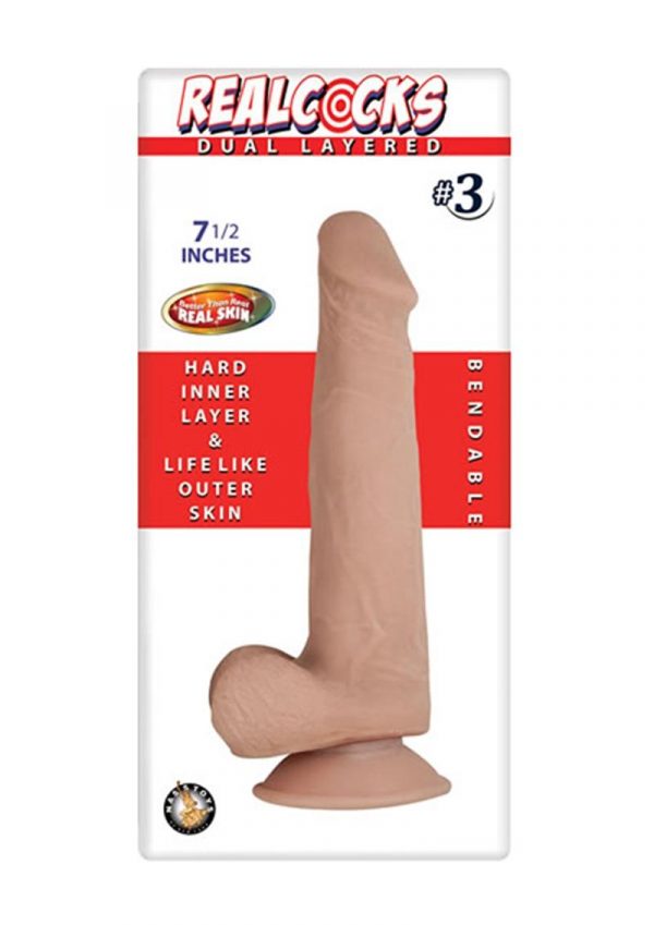 Realcocks Dual Layered 03 Bendable Dildo Waterproof Flesh 7.5 Inch