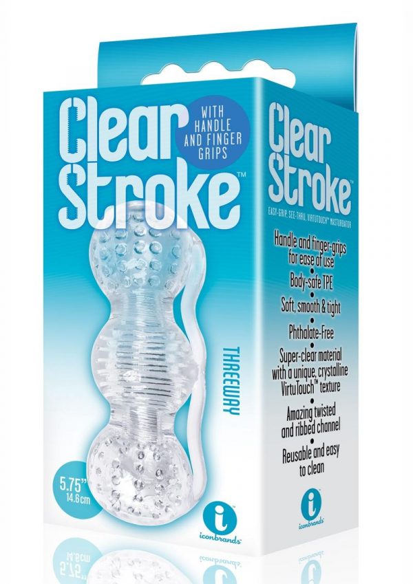 The 9`s Clear Stroke Threeway Masturbator Clear 5.75 Inch