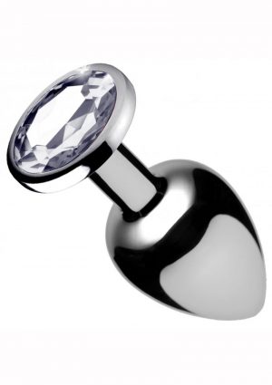 Booty Sparks Clear Gem Medium Anal Plug Silver 2.5 Inches