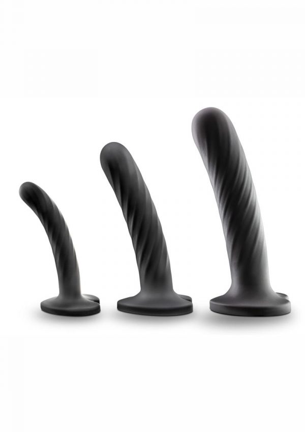 Temptasia Twist Dildo Kit Set Of 3 Silicone - Black