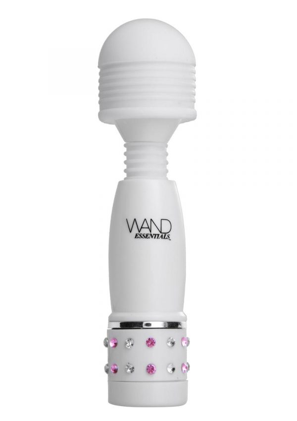 Wand Essentials Charmed Petite Wand Flexi- Neck Mini Massager White With Crystals 4 Inch