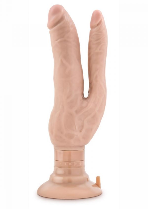 Dr Skin Double Realistic Dual Penetration Vibrating Dildo Showerproof Beige 7 Inch