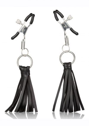 Nipple Play Tassels Nipple Clamp Black Adjustable