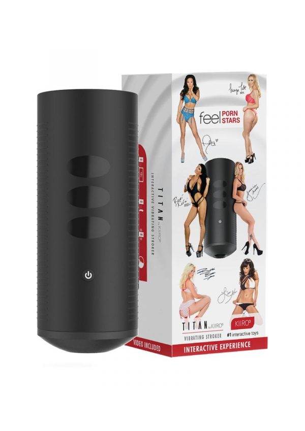 Kiiroo Titan Feel Pornstars Interactive Experience Vibrating Masturbator For Men Black 8.7 Inch