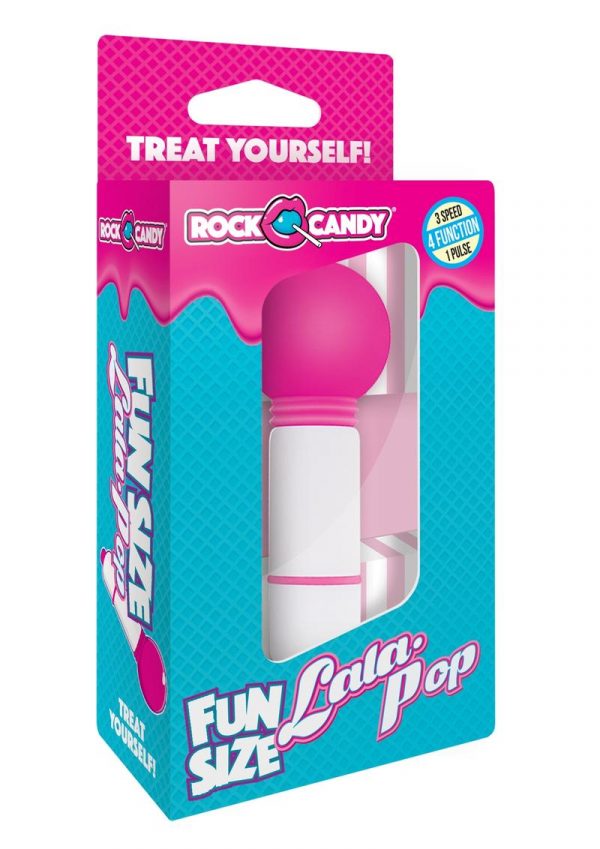 Rock Candy Fun Size Lala Pop Mini Massager Multi Function Shower Proof Pink