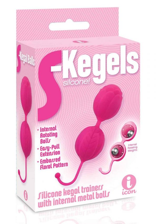 S-Kegels Silicone Textured Kegel Trainers With Internal Balls Pink