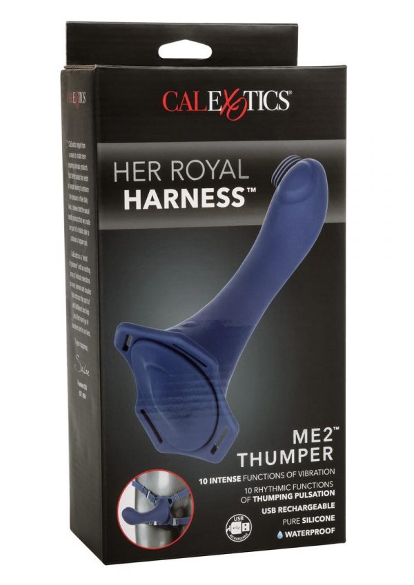 Her Royal Harness ME2 Thumper Adjustable Straps Silicone USB Rechargeable Probe Waterproof Blue 5.5 Inches