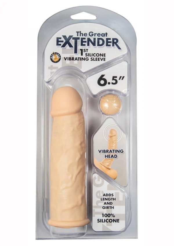 Great Extender 1st Silicone Vibrating Sleeve 6.5in - Vanilla