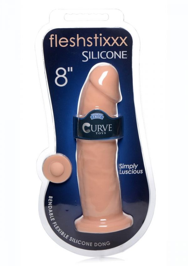 FleshStixxx Silicone Bendable Dong 8in - Vanilla