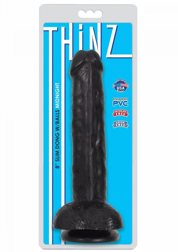 Thinz Slim Dong With Balls 8in - Black