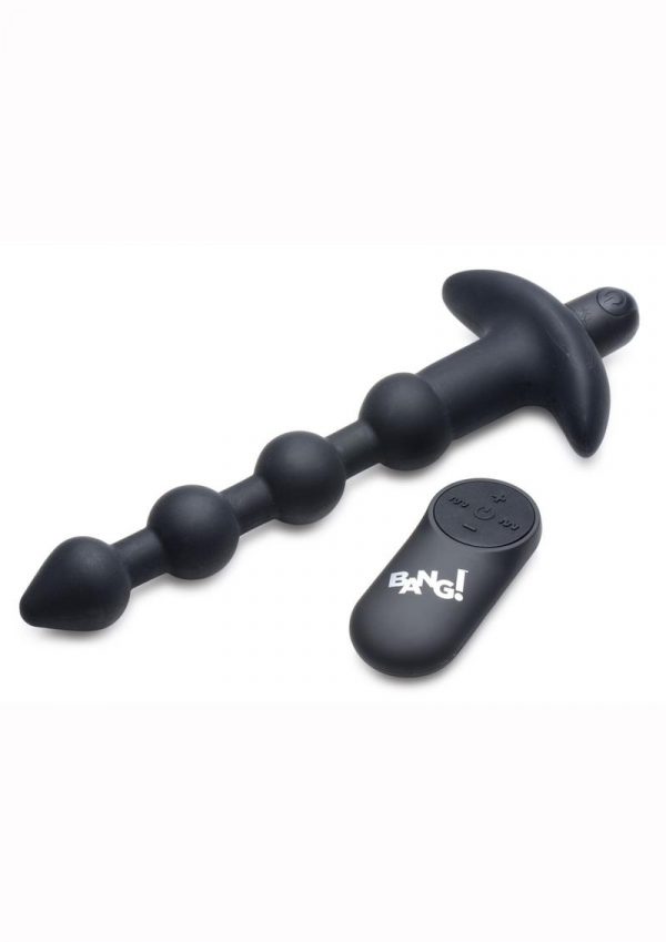 Bang! Vibrating Silicone Rechargeable Anal Beads With Remote Control - Black