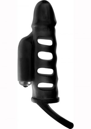 Wet Dreams Ram Rod Silicone Vibrating Penis Extender - Black