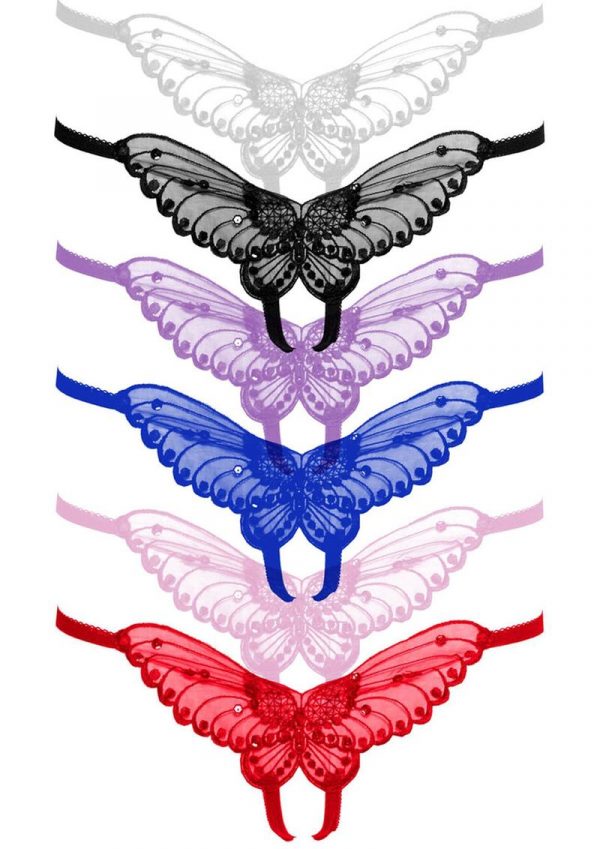 Leg Avenue Butterfly Crotchless With Pearl Sequin Detail (12 Pack) - O/S - Assorted