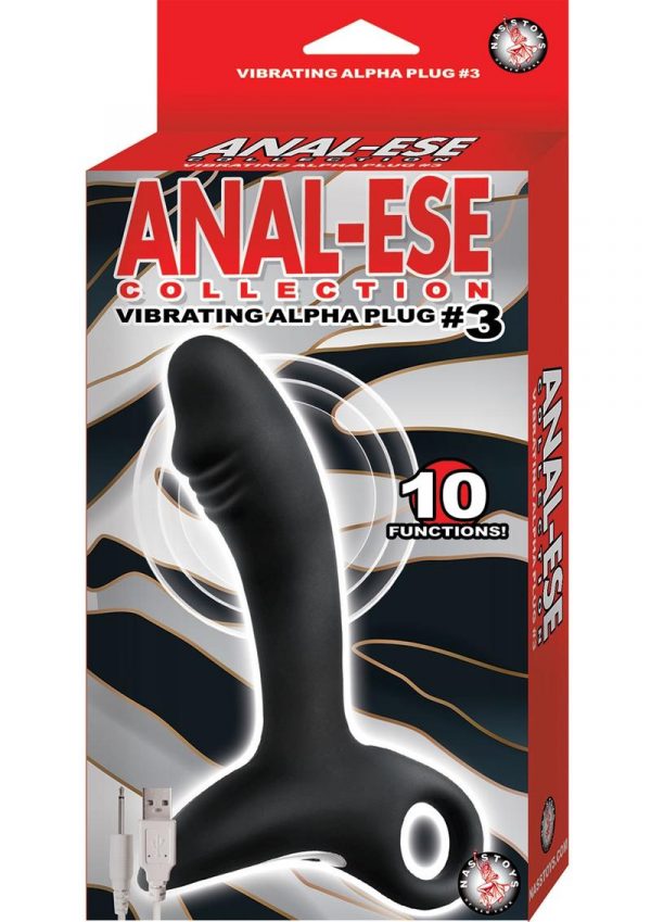 Anal-Ese Collection Rechargeable Vibrating Silicone Alpha Plug #3 - Black