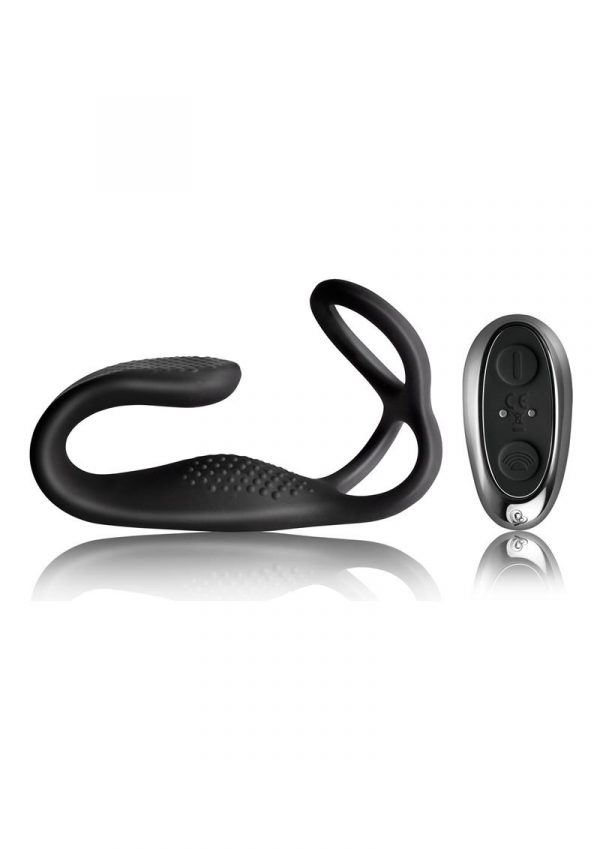 The-Vibe Silicone Rechargeable Anal Stimulator With Remote Control - Black/Silver