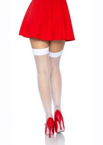 Leg Avenue Industrial Net Thigh High - O/S - White/Red