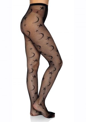 Leg Avenue Celestial Net Tights - O/S - Black